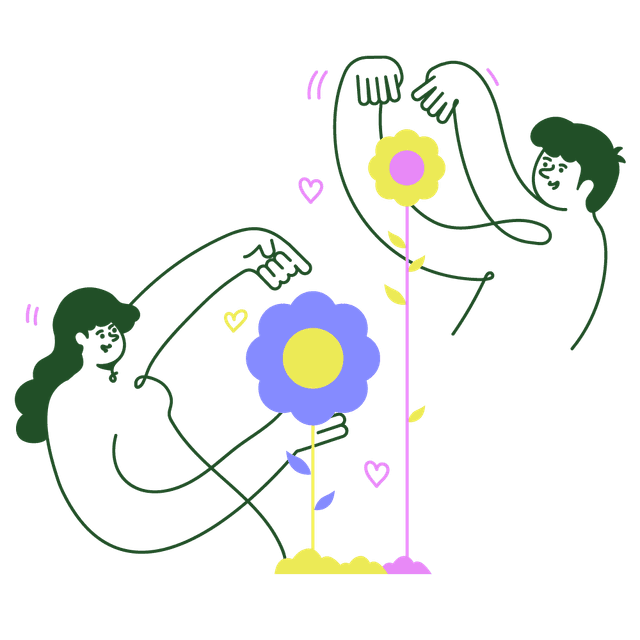 Uomo e donna che fanno crescere dei fiori